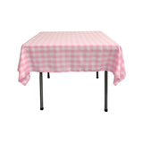 Square Tablecloth Polyester Fabric - Checkered Gingham Plaid, 48" X 48", 6" Drop (1 Piece)