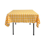 Square Tablecloth Polyester Fabric - Checkered Gingham Plaid, 48" X 48", 6" Drop (1 Piece)
