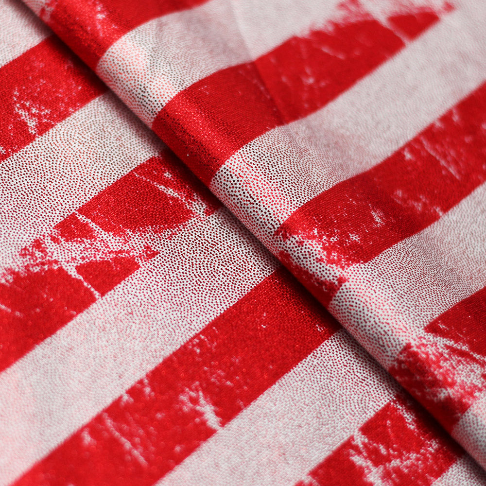 Vintage Stars - Stripes Polyester Spandex Fabric - American Flag Stars And Stripes, Royal/White And Red/White, 58/60" Width (1 Yard)