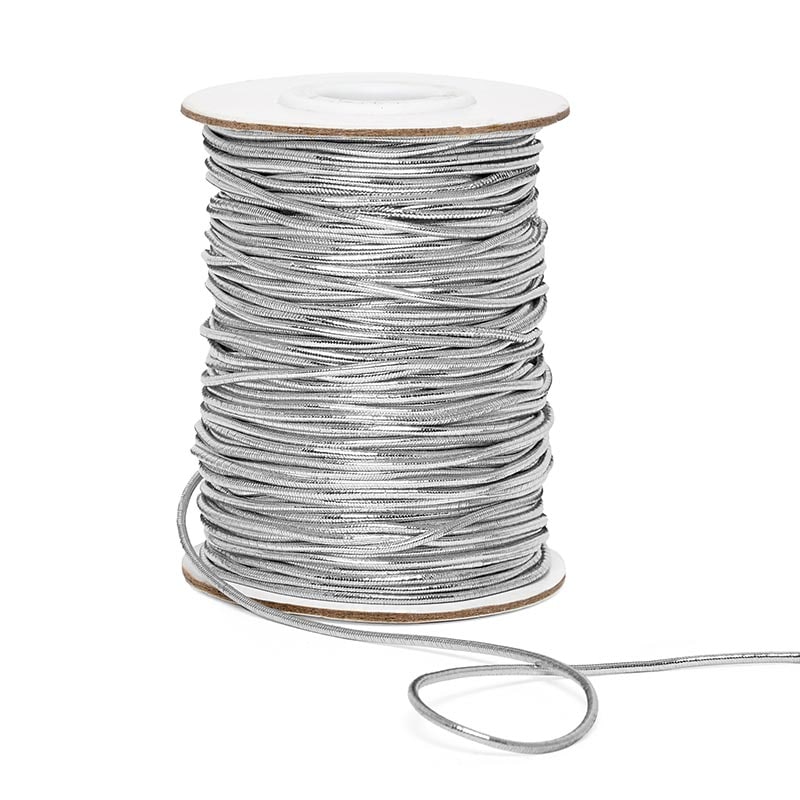 Solid Colored Metallic Elastic Cord Silver Color 1 / ROLL