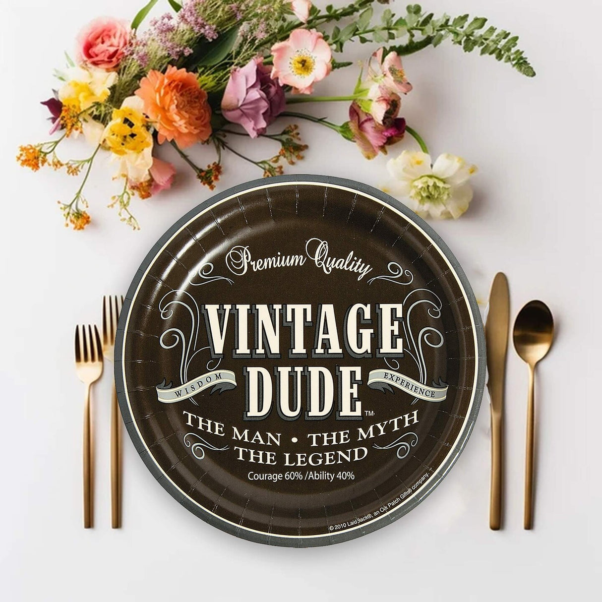 8 Count Vintage Dude Birthday Party Paper Dessert Plates 7 Inch Disposable Tableware for Boys Celebration