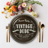 8 Count Vintage Dude Birthday Party Paper Dessert Plates 7 Inch Disposable Tableware for Boys Celebration