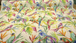Songbird Tropical Cotton Slub Fabric - Tropical Bird Print, Off White Background, 54" Width, 27" Vertical Repeat, 13.5" Horizontal Repeat (1 Yard)