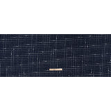 Metallic Wool Blend Tweedy Twill Boucle Made in Italy - Navy Blue, White and Silver Plaid - Deadstock