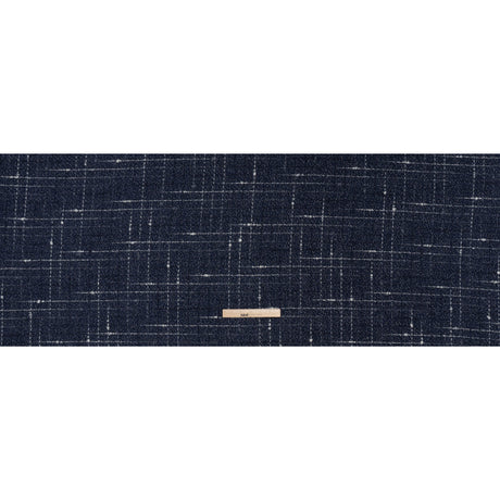 Metallic Wool Blend Tweedy Twill Boucle Made in Italy - Navy Blue, White and Silver Plaid - Deadstock