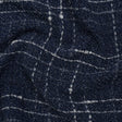 Metallic Wool Blend Tweedy Twill Boucle Made in Italy - Navy Blue, White and Silver Plaid - Deadstock
