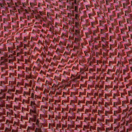 Wool Blend Tweed Twill Made in Italy - Pink, Purple and Red Zig Zags - Deadstock