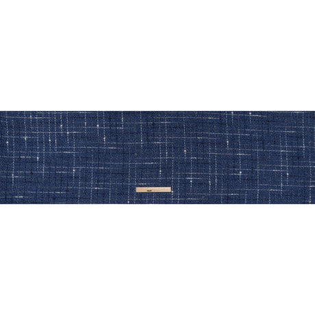 Metallic Wool Blend Tweedy Twill Boucle Made in Italy - Cobalt Blue, White and Silver Plaid - Deadstock