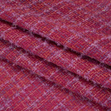 Metallic Wool Blend Tweed Woven with Eyelash Fringe Made in Italy - Pink, Orchid and Iridescent Checks - Deadstock