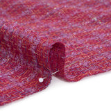 Metallic Wool Blend Tweed Woven with Eyelash Fringe Made in Italy - Pink, Orchid and Iridescent Checks - Deadstock