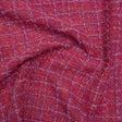 Metallic Wool Blend Tweed Woven with Eyelash Fringe Made in Italy - Pink, Orchid and Iridescent Checks - Deadstock