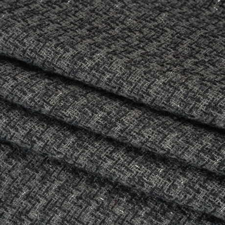 Metallic Wool Blend Tweed Boucle Made in Italy - Gray, Charcoal and Silver Heathered - Deadstock