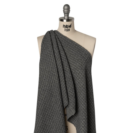 Metallic Wool Blend Tweed Boucle Made in Italy - Gray, Charcoal and Silver Heathered - Deadstock