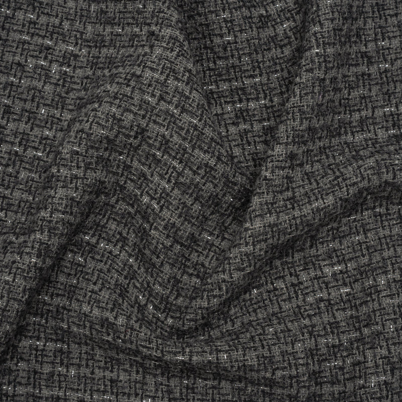 Metallic Wool Blend Tweed Boucle Made in Italy - Gray, Charcoal and Silver Heathered - Deadstock