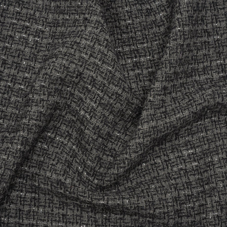 Metallic Wool Blend Tweed Boucle Made in Italy - Gray, Charcoal and Silver Heathered - Deadstock