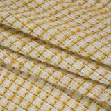 Metallic Wool Blend Tweed Boucle Made in Italy - White, Sunflower Yellow and Gold Checks - Deadstock