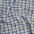 Metallic Wool Blend Tweed Boucle Made in Italy - Pale Gray, Cobalt and Sky Blue Plaid - Deadstock