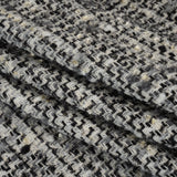 Wool Blend Boucle Tweed with Metallic Eyelash Fringe Made in Italy - Black, White and Gray Plaid - Deadstock