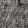 Wool Blend Boucle Tweed with Metallic Eyelash Fringe Made in Italy - Black, White and Gray Plaid - Deadstock