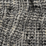 Wool Blend Boucle Tweed with Metallic Eyelash Fringe Made in Italy - Black, White and Gray Plaid - Deadstock