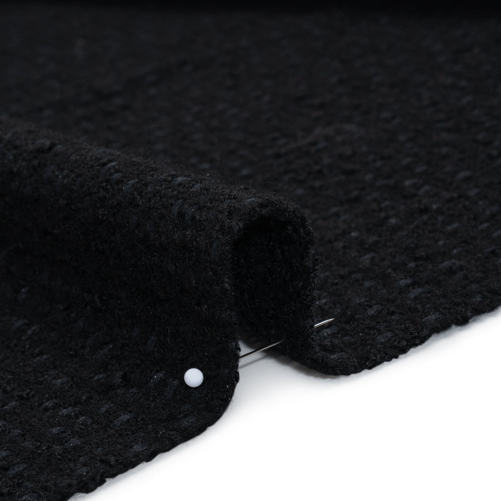 Wool Blend Boucle Tweed - Black - Deadstock
