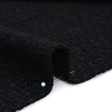 Wool Blend Boucle Tweed - Black - Deadstock