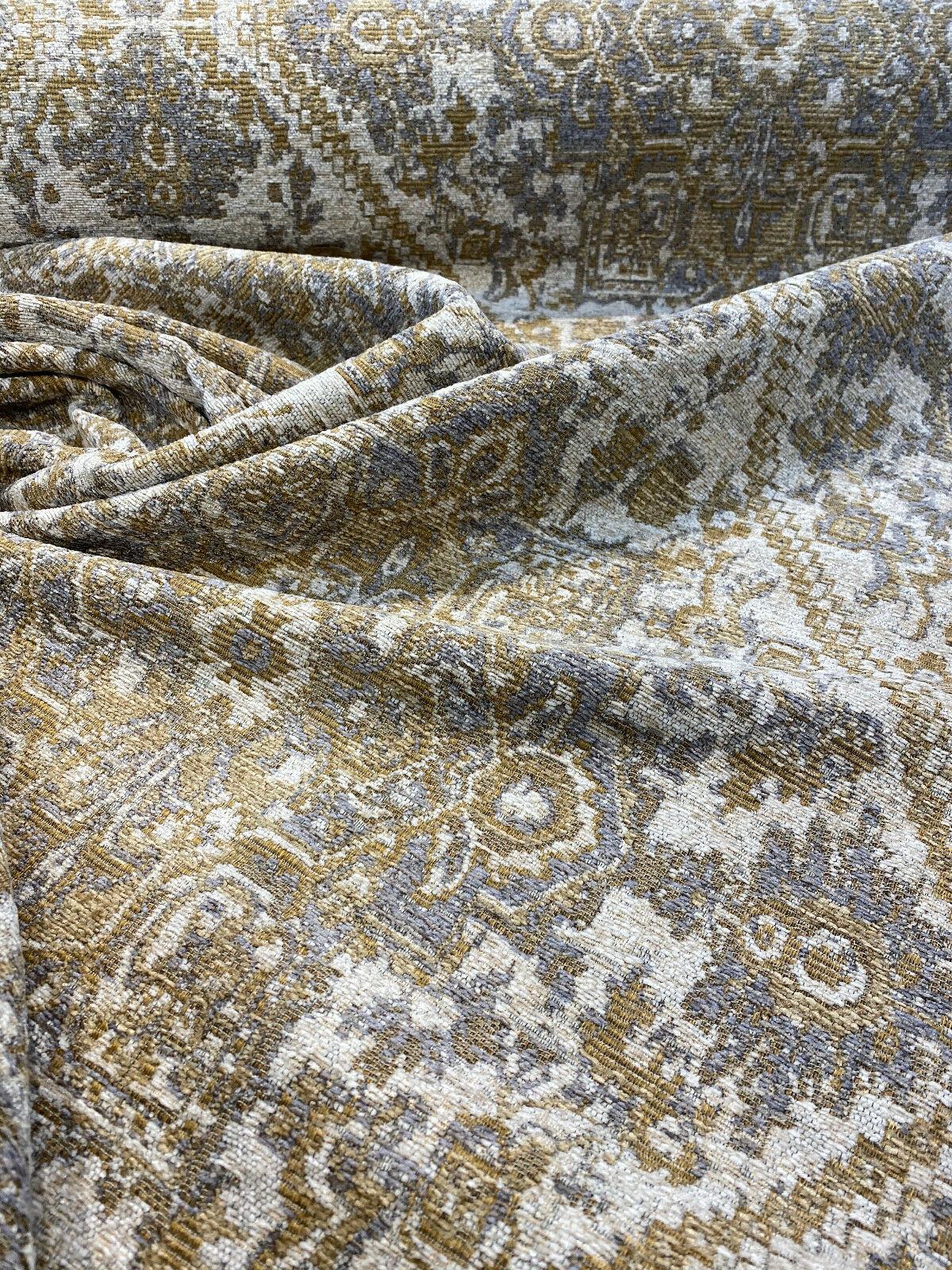 Hamaden Chenille Upholstery Fabric - Alabaster Gold, Heavyweight, 56" Width (1 Yard)