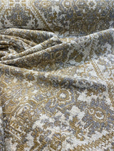 Hamaden Chenille Upholstery Fabric - Alabaster Gold, Heavyweight, 56" Width (1 Yard)