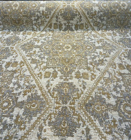 Hamaden Chenille Upholstery Fabric - Alabaster Gold, Heavyweight, 56" Width (1 Yard)