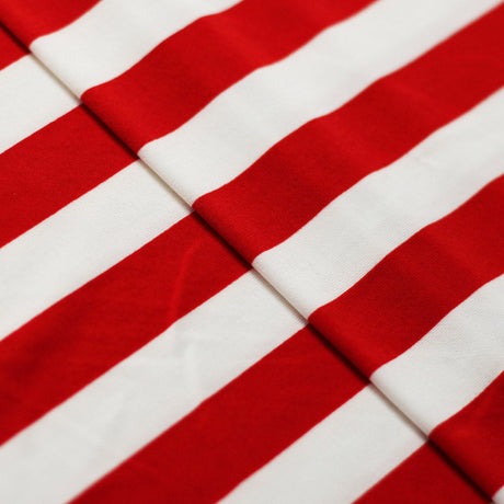 Jitterbug Poly Spandex Fabric - Black And White Or Red And White, Dots And Stripes Pattern, 58-60" Width (1 Yard)