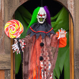 53 1/4" Animated & Light-Up Clown Hanging Halloween Decoration