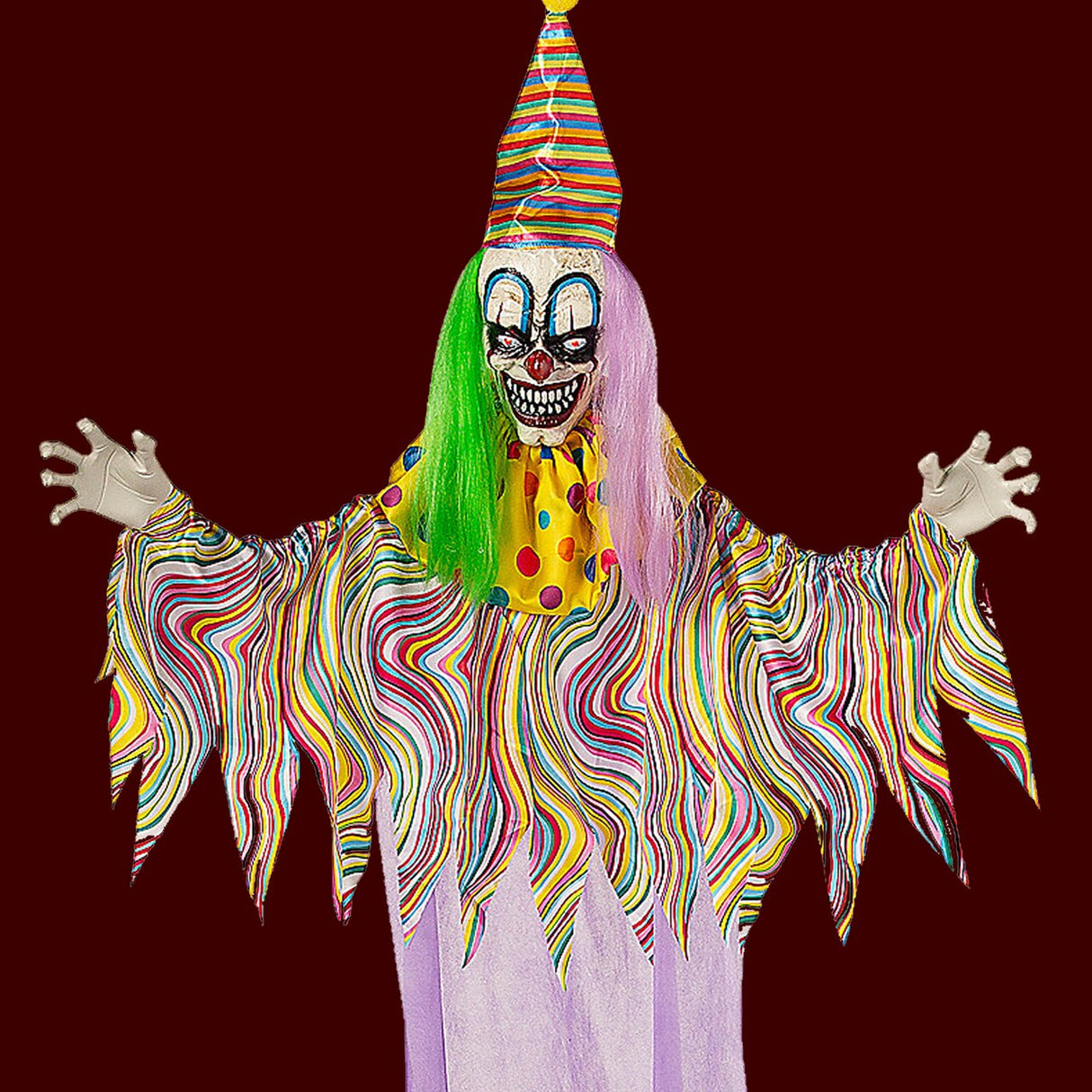 66 3/4" Light Up Hanging Clown with Sounds Halloween Decoration