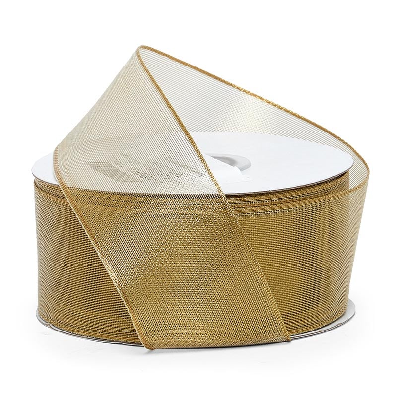 Troy Metallic Ribbon 1 1/2 '' X 25 yd Gold Color 1 / roll