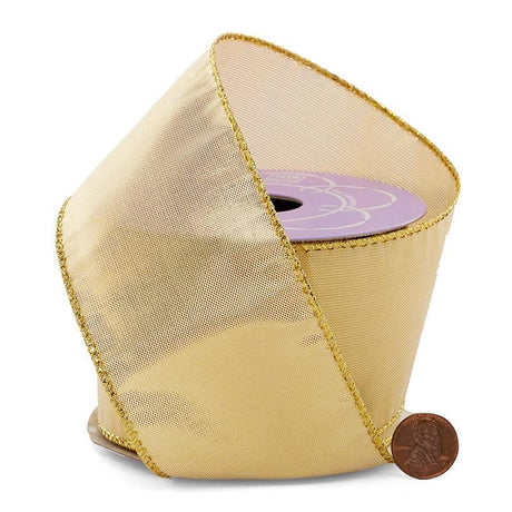 Cinta metálica Simply Gold con alambre 2 1/2 '' X 10 yd - 1 / ROLLO