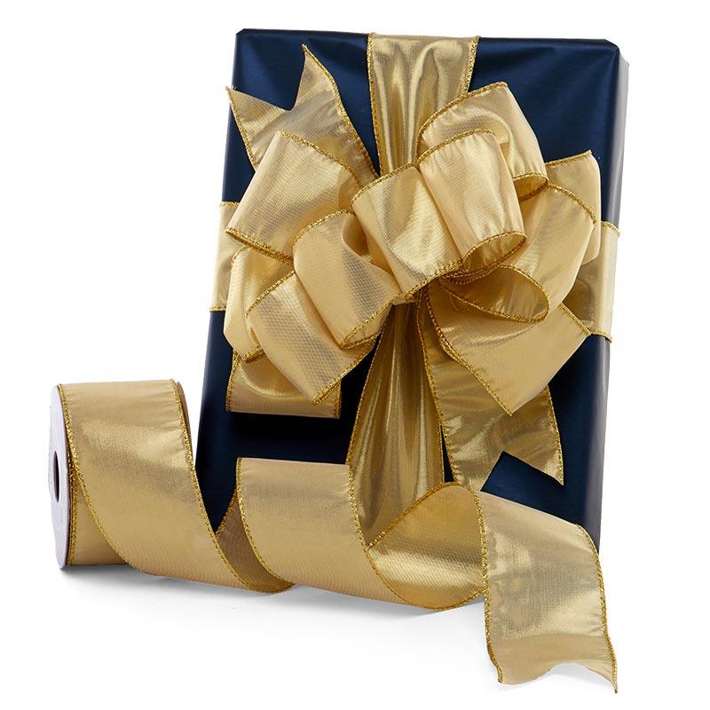 Simply Gold Metallic Wired Ribbon 2 1/2 '' X 10 yd - 1 / ROLL