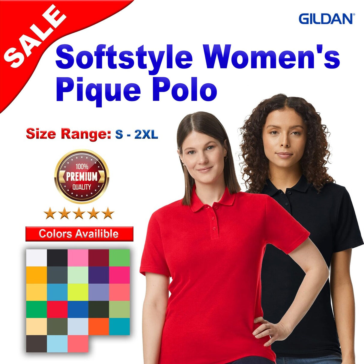 Gildan® Softstyle Women's Pique Short Sleeve Polo T-Shirt