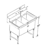 3 Compartment Sink 41.5" X 29.5"