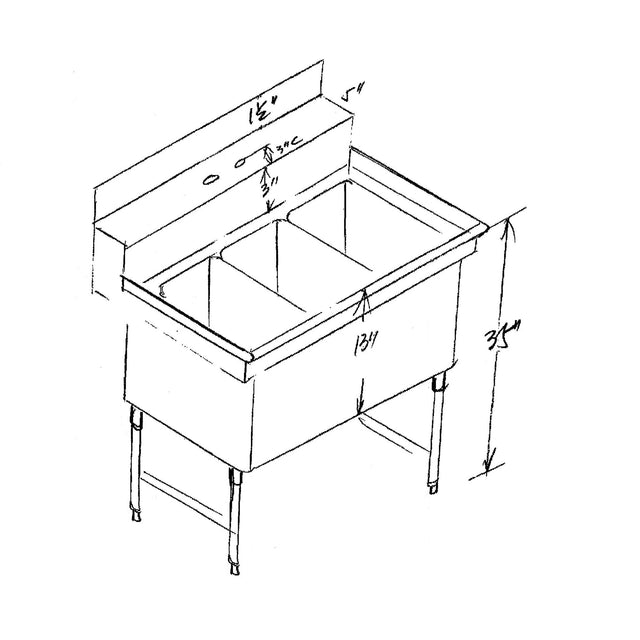 3 Compartment Sink 41.5" X 29.5"