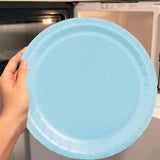 24 Count Light Blue Paper Plates 7" Round Dessert Plates for Baby Showers and Events