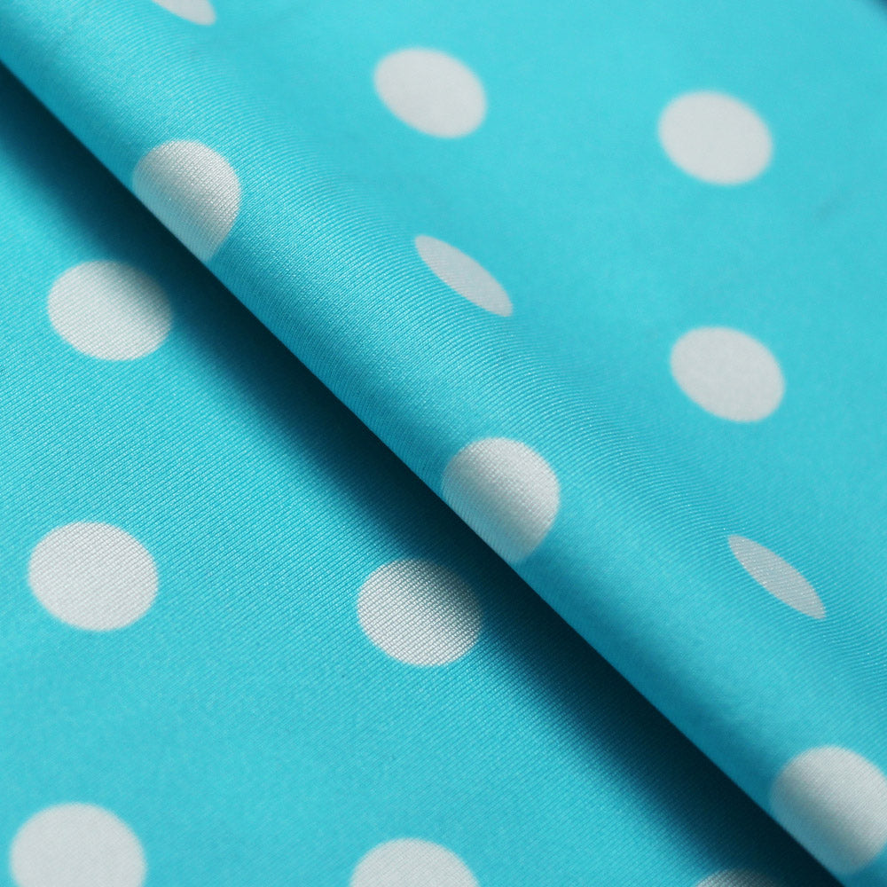 Candy Dots And Stripes Polyester Spandex Fabric - Pastel Pink, Aqua And White, Polka Dots And Stripes, 58/60" Width (1 Yard)