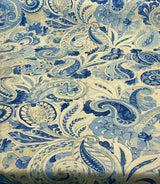 Waverly Sarong Swirl Porcelain Blue Cotton Print Fabric - Blue On Off White Paisley, 54" Width (1 Yard)