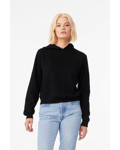 BELLA + CANVAS Bella + Canvas Ladies Long Sleeve Pullover Hooded Sweatshirt in Black