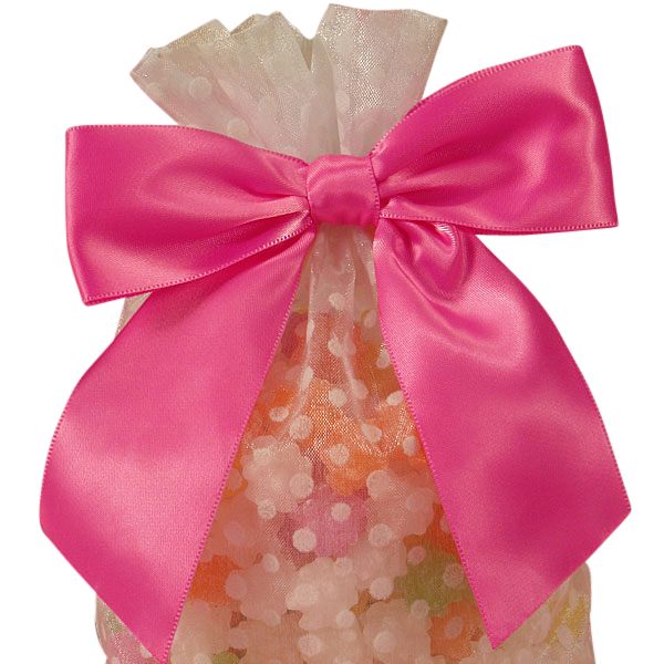 Pre-Tied Satin Bows with Wire Ties – Hot Pink, 7/8'' x 3'' (12 per Package)