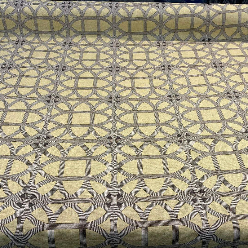 Williamsburg Waverly Lamerie Lattice Linen Fabric - Sepia Geometric Lattice, 54" Width (1 Yard)