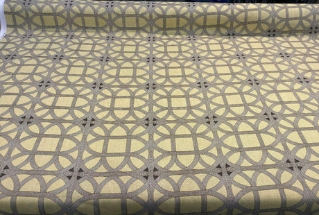 Williamsburg Waverly Lamerie Lattice Linen Fabric - Sepia Geometric Lattice, 54" Width (1 Yard)