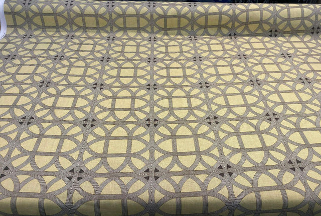 Williamsburg Waverly Lamerie Lattice Linen Fabric - Sepia Geometric Lattice, 54" Width (1 Yard)