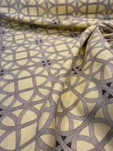 Williamsburg Waverly Lamerie Lattice Linen Fabric - Sepia Geometric Lattice, 54" Width (1 Yard)