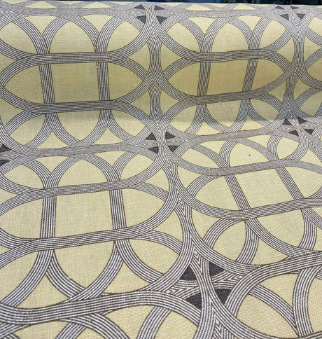 Williamsburg Waverly Lamerie Lattice Linen Fabric - Sepia Geometric Lattice, 54" Width (1 Yard)