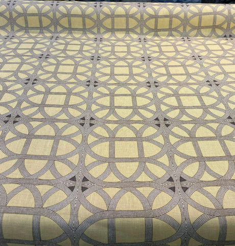 Williamsburg Waverly Lamerie Lattice Linen Fabric - Sepia Geometric Lattice, 54" Width (1 Yard)
