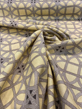 Williamsburg Waverly Lamerie Lattice Linen Fabric - Sepia Geometric Lattice, 54" Width (1 Yard)
